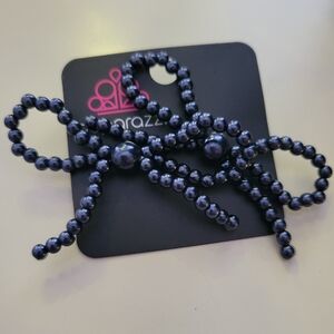 Paparazzi Glossy Navy Beaded Bow Earrings